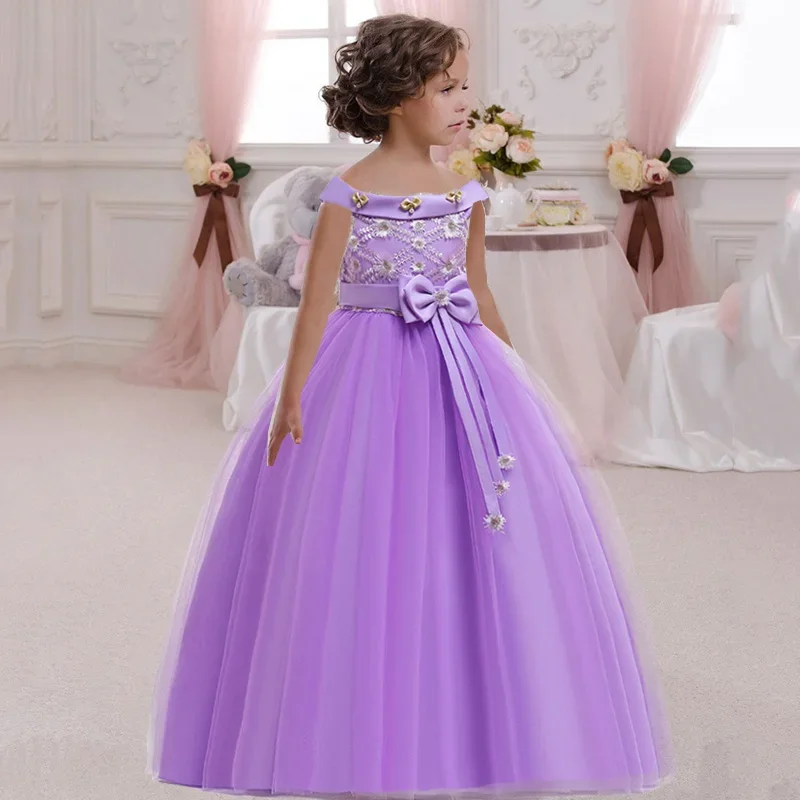 Christmas Kids Princess Dress Girls Flower Ball Gown Baby Clothes Elegant Party Wedding Evening Costumes Children Vestidos girls dress,princess costume,kids clothes