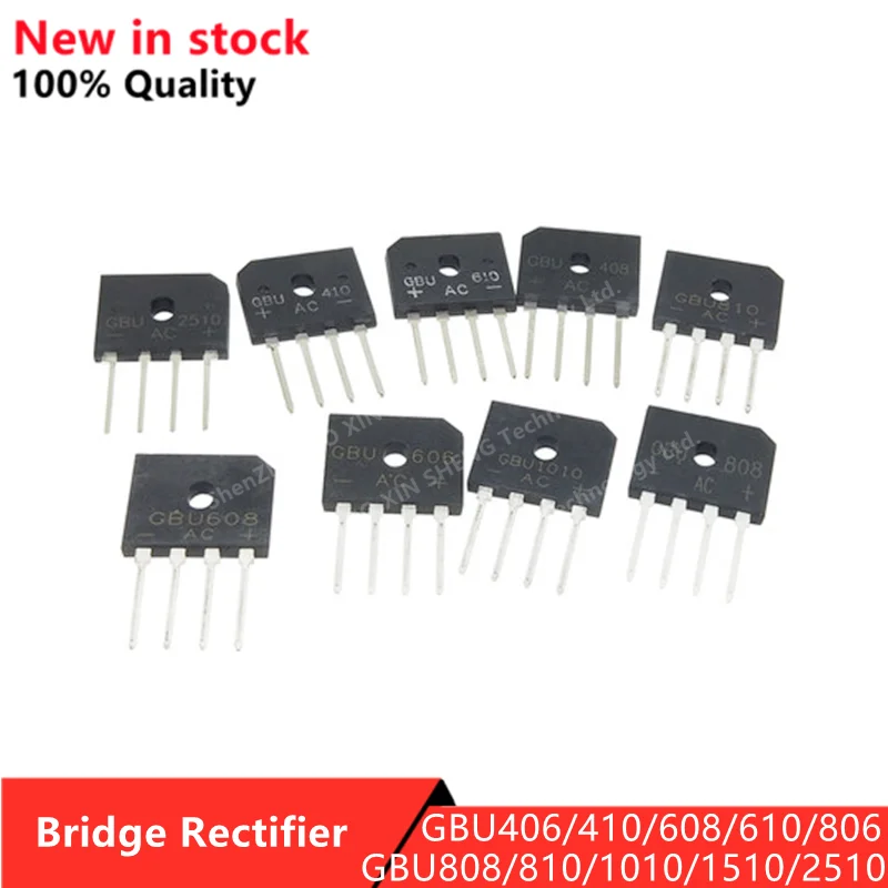 10PCS Bridge Rectifiers GBU406/410/608/610/806/808/810/1010/1510/2510