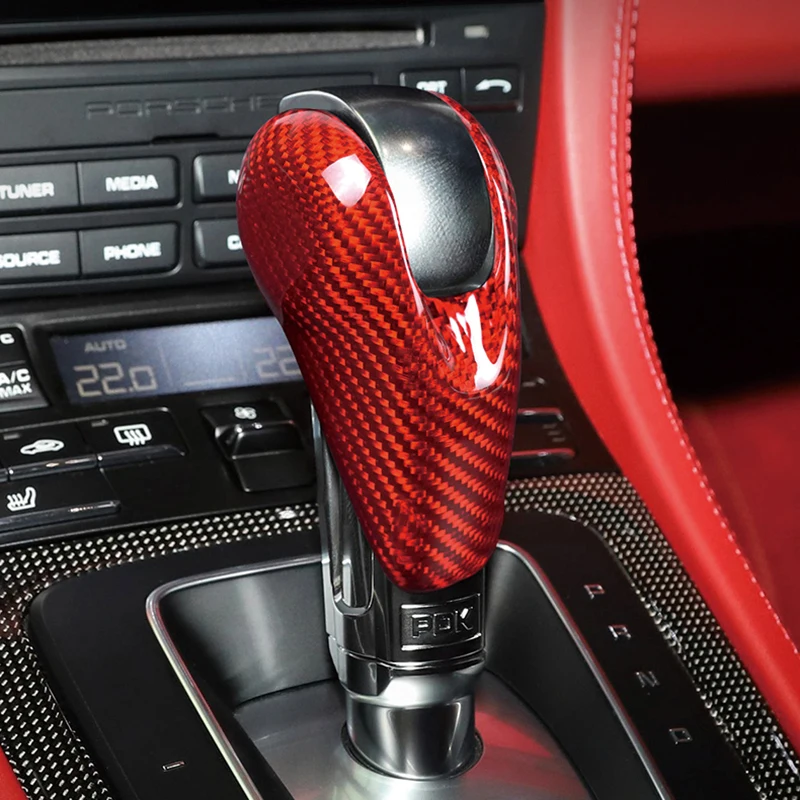 

Real Hard Carbon Fiber Sticker For Porsche Macan 718 911 Panamera Cayman Boxster Gear Knob Shifter Lever Handle Cover Trim