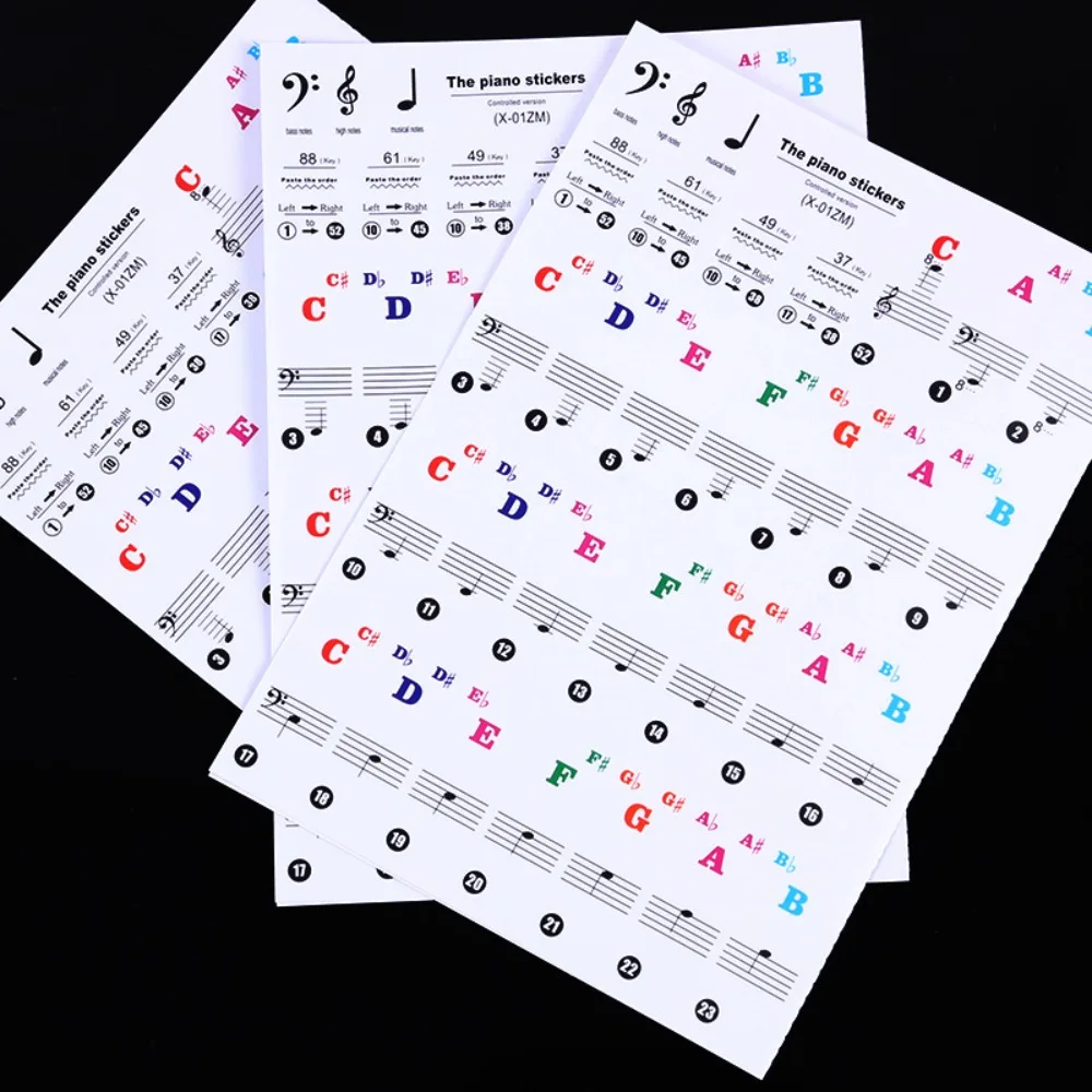 Transparent Piano Keyboard Stickers 49/54/61/88 Key Detachable Music Decal Notes Electronic Piano Spectrum Sticker Symbol Piano Stickers