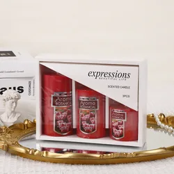 Elegant Minimalist Cylindrical Scented Candle Set for Romantic Ambiance and Home Decor (Red - Berry World)