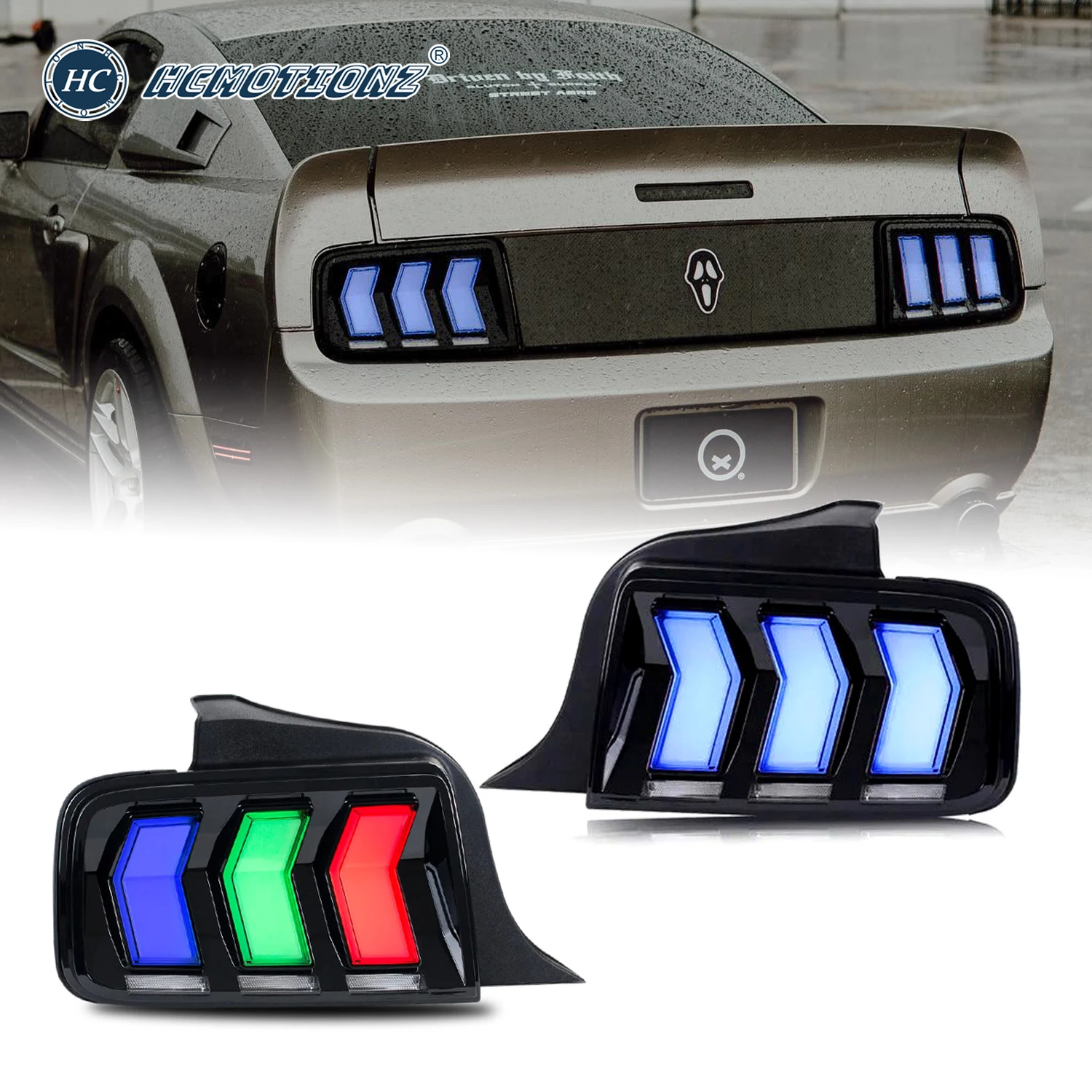 フォードmustang HCMOTIONZ-LED-2005用テールライト,rgbドl