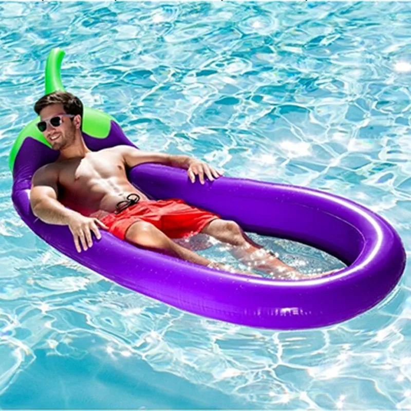 

220*110cm Gaint Swimming Pool Floating Inflatable Eggplant Mattress Swimming Ring Circle Island Cool Water Party Toy Kids Adult