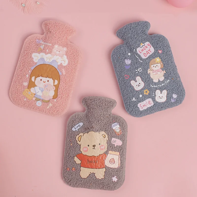 1pc Cute Hot Water Bottle Warm Belly Treasure Cartoon Warmer Filled Mini Explosion-proof Portable Winter Reusable Hand Warmer