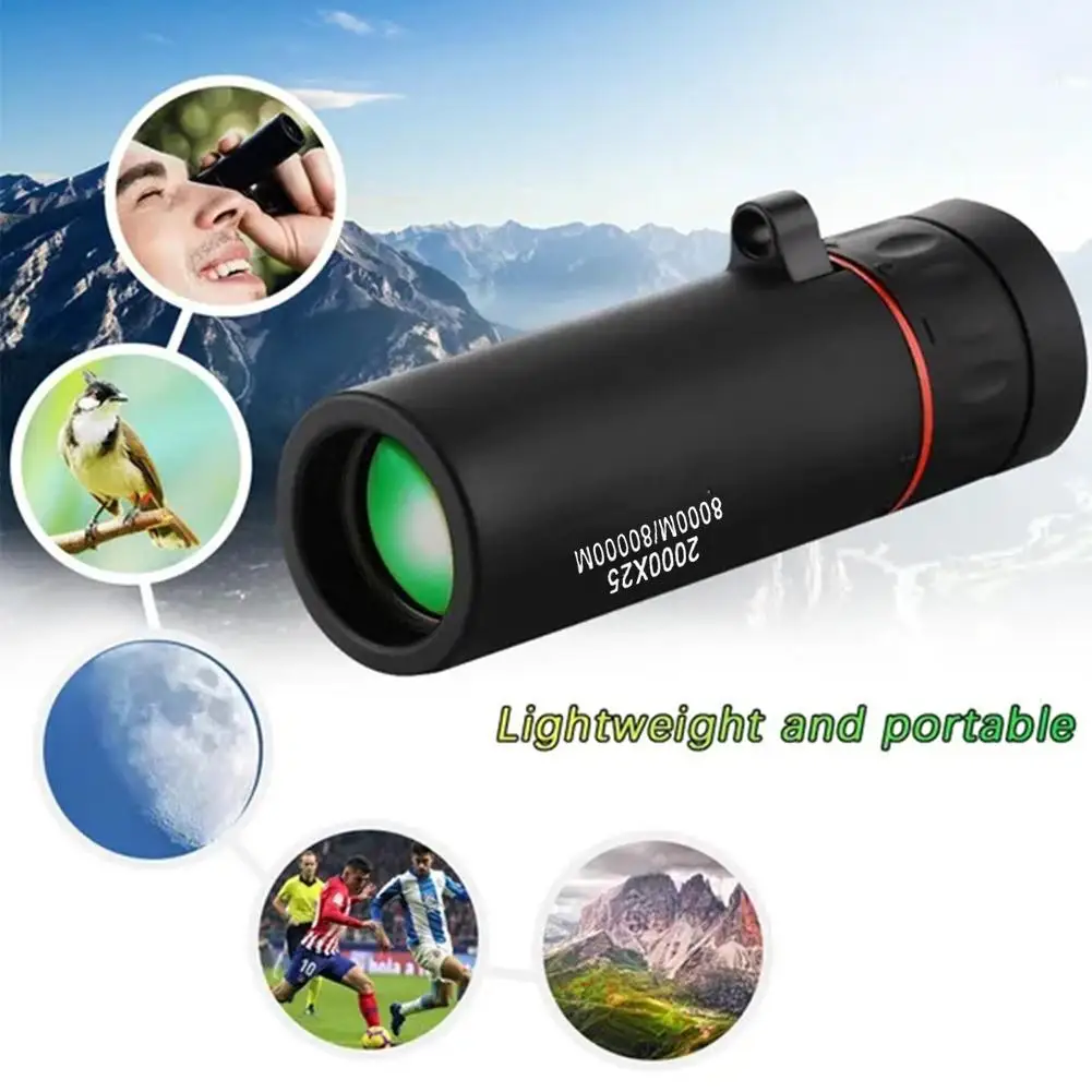 2000x25 Magnification Monochromatic Telescope Mini Portable Mobile Phone Telescope Camping Hunting Birdwatching Telescope