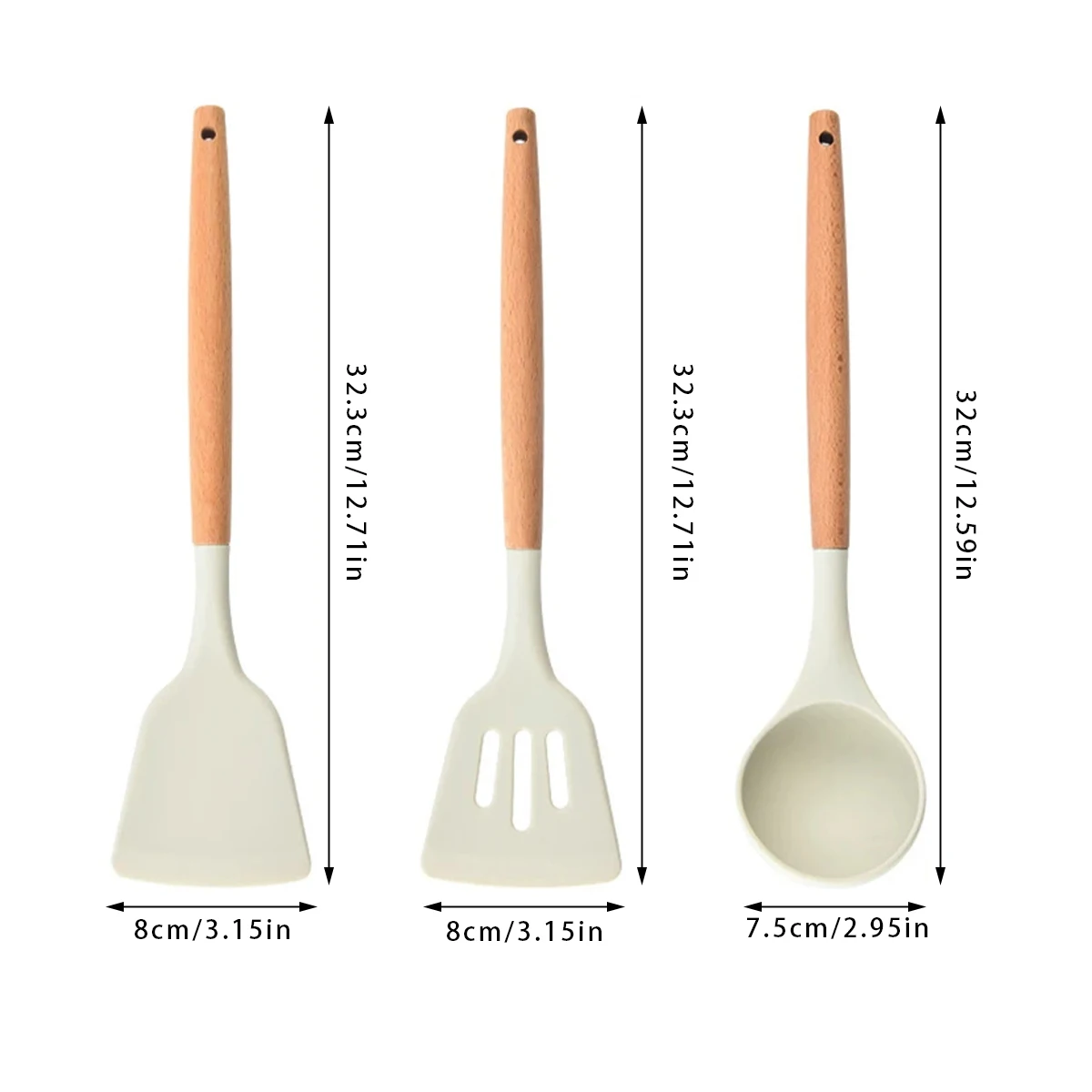 Silicone Spatula Kitchen Tools Wooden Handle Kitchenware Set Non Stick Pot Silicone Scoop Kitchen Utensils