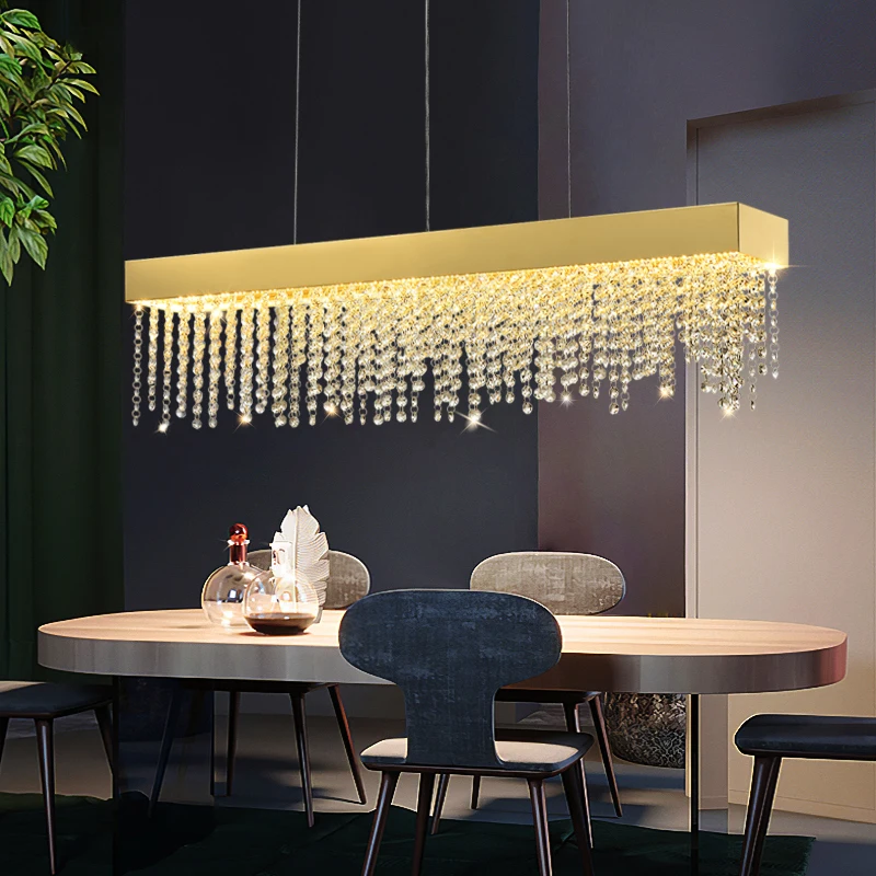 

Modern Crystal Chandelier Kitchen Dining Living Room Ceiling Hanging Lamps Luxurious Black/Gold Room Decoration Lustre LED Lamp
