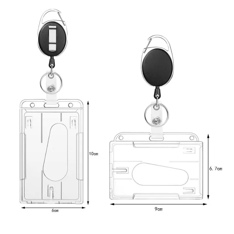 

1pc Clear Vertical ID Work Card Sleeve Thumb Card Case Protector Licenses and Passes With Retractable Badge Reel Carabiner Clip