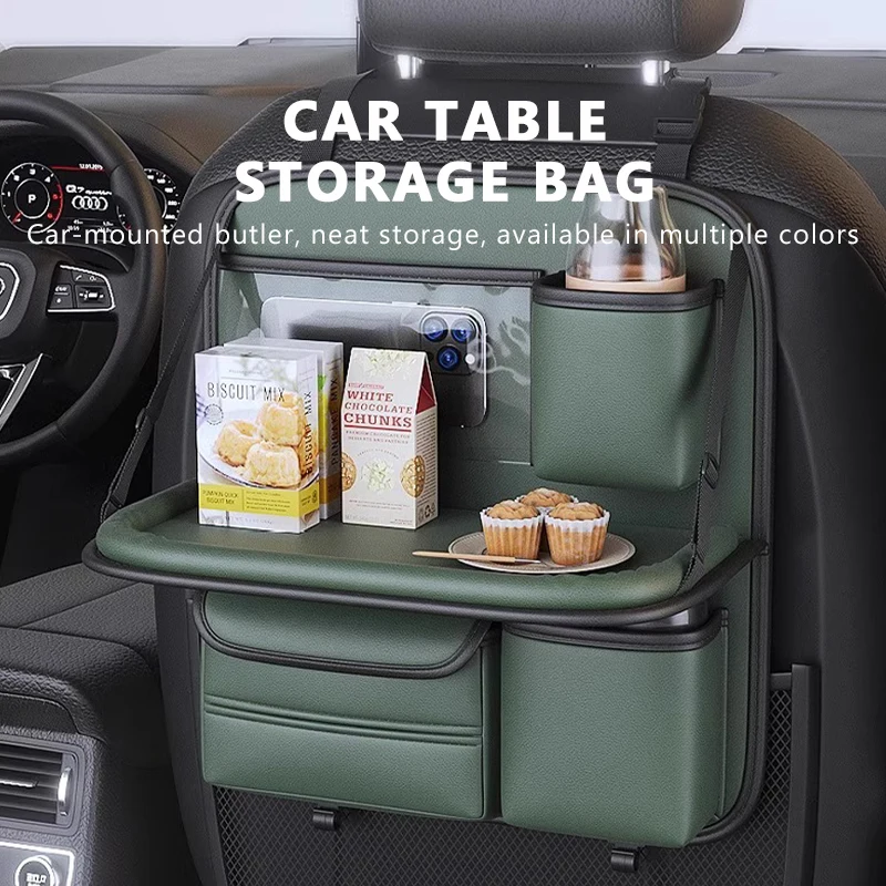 Car Seat Back Storage Bag Foldable Table Kids Dinning Watching Movie Foods Drink Holder Auto Backseat Organizer Accessories car storage box car seat storage bag