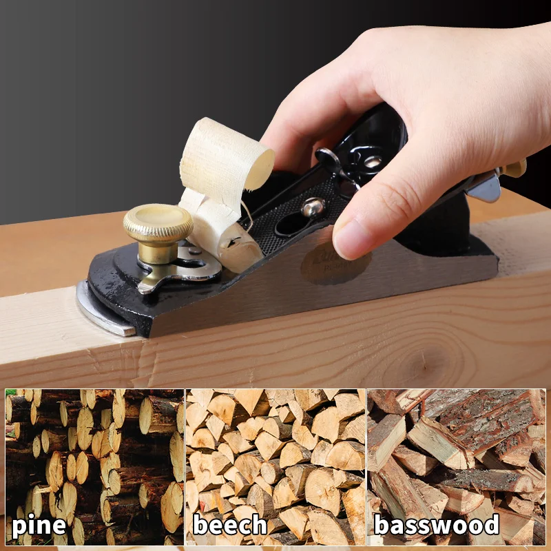 Wood Trimming Tool Hand Planer 6.38" Adjustable Block Plane with 1-5/8 inch Wide T10 Blade Flat Bottom Trimming Planer For Woodworking Trimming