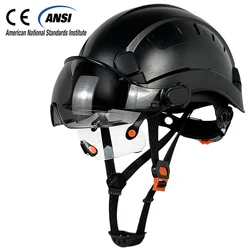CE Construction Safety Helmet With Visor Built In Goggles For Engineer ABS Hard Hat ANSI Industrial Work Cap Head Protection