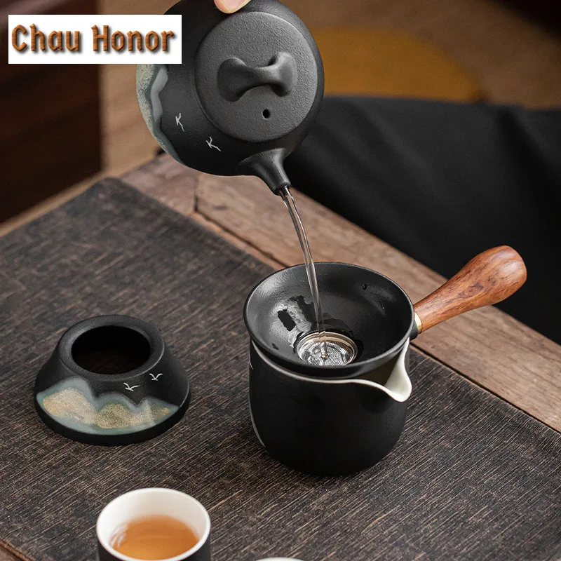 Japanese Style Ceramic Tea Strainer Hand-painted Distant Hills Glaze Tea Infuser Tea Maker Filter Tea Leak Holder Tea Ceremony