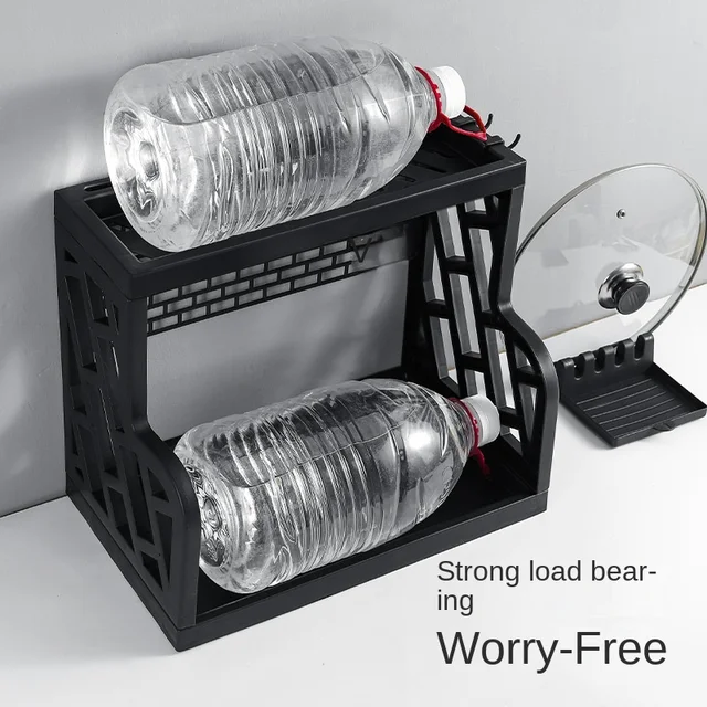 Multifunkcionális Konyhai Fűszeres Állvány, Háztartási Kellékek, Padlóra Szerelt Késtartó, Tároló Két Emelet A - Image 3