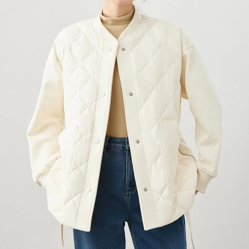 

Designer Casual Long Sleeve Warm Down Jackets Women Clothes Fashion Stand Collar Baseball Uniform Cotton-padded Jacket Coat New