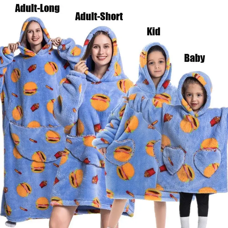 Oversized Sweatshirts Wearable Blankets Family Matching Clothes Animal Cartoon Cosplay Costume