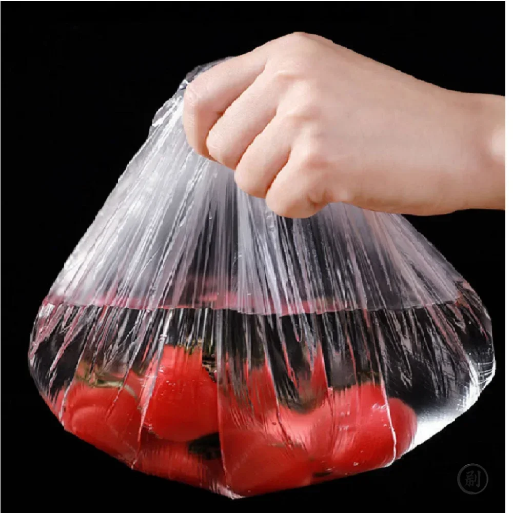 Elastic 100 Pcs Food Covers, Disposable Plastic Bowl Lids for thumbnail 2