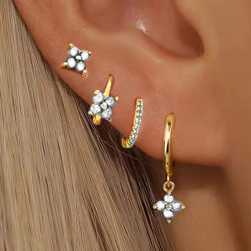 Green crystal cartilage and helix earrings