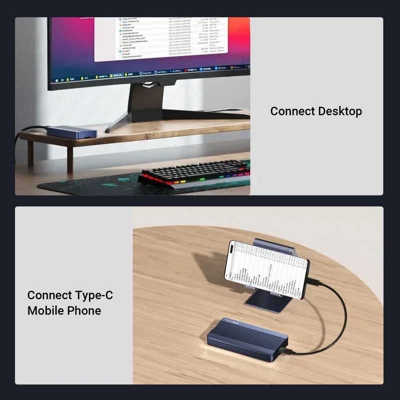 SSD Enclosure Acasis Thunderbolt 3 SSD Case 40Gbps M.2 MVME Enclosure For Macbook Data Storage