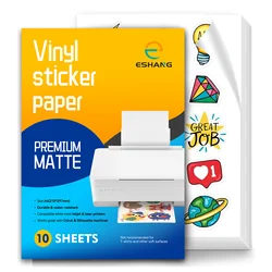 Matte White Printable Vinyl Sticker Paper, A4 Size, Self - Adhesive, Tear - Resistant (A4 10PCS MATTE)