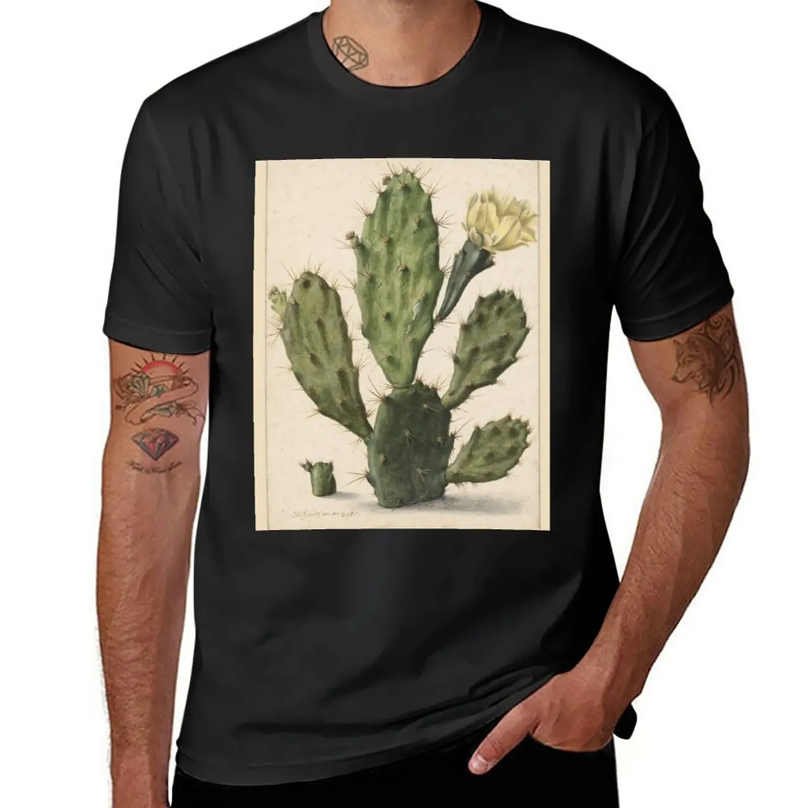 

Cactus drawing. T-Shirt sweat hippie clothes vintage plain black t shirts men