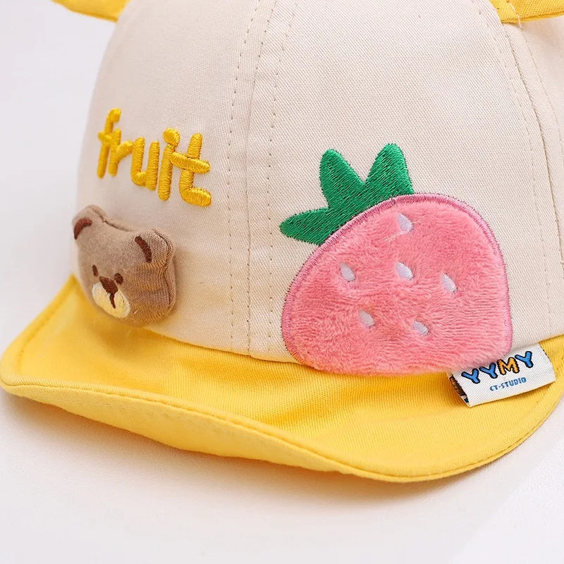 New Style Children's Cartoon Bear Embroidery Cap Boys Girls Outdoor Sunshade Cute Decoration Hat Lovely Kids Baseball Cap ﻿