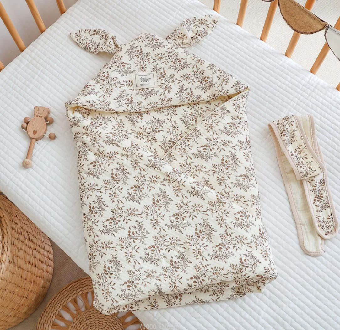 مقنعين الطفل بطانية الوليد قماط التفاف الخريف الشتاء المغلف شرنقة تلقي بطانية القطن لينة الرضع النوم بطانية