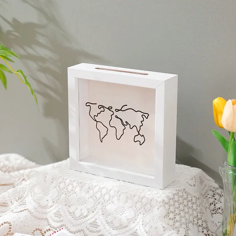 1pc Adventure Archive Boxes Map Box Photo Frame Hanging Travelling Memorial Box Ticket Stamp Shadow Box Photo Frame Memory Box