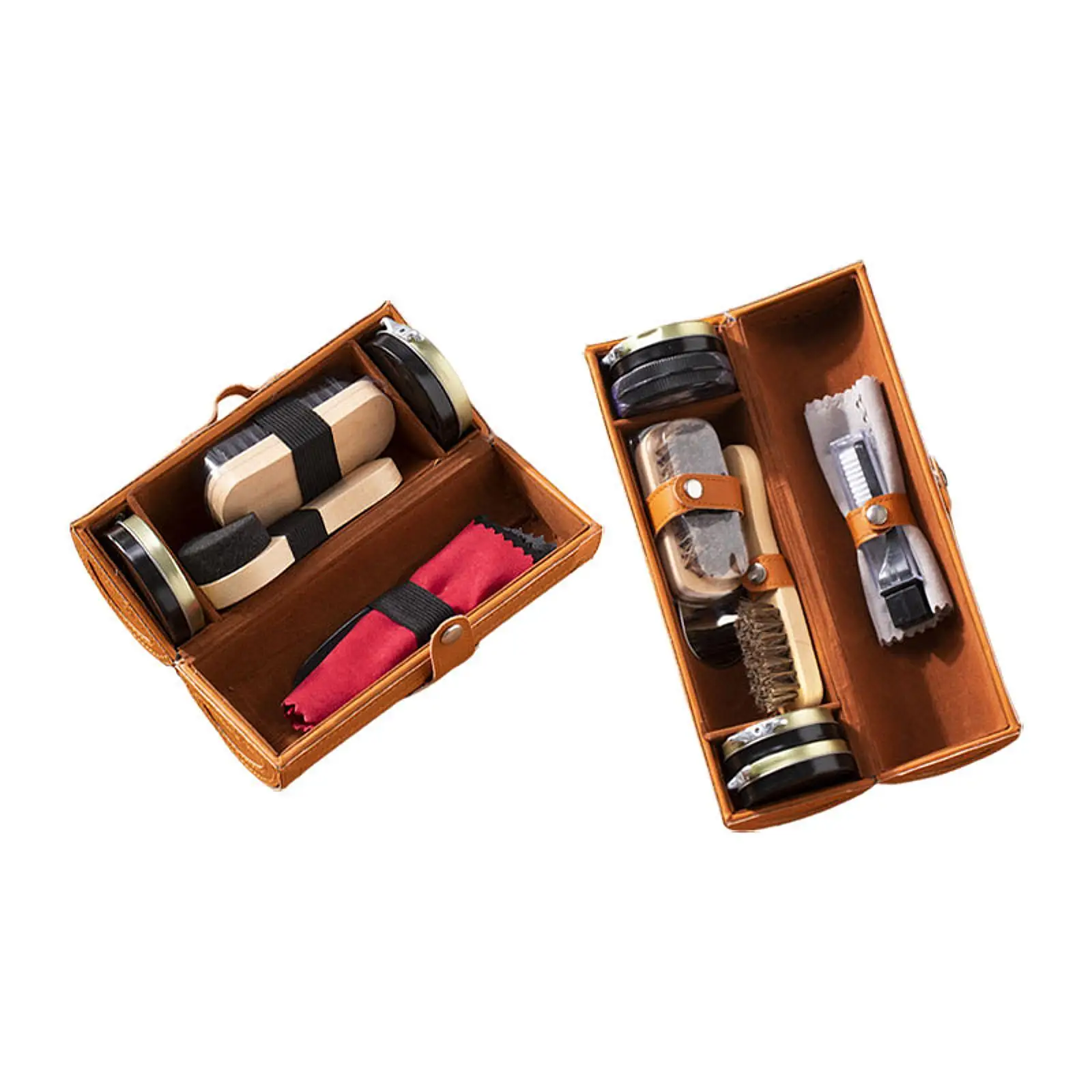 Shoe Care Kit Black and Colorless Cream with Brush Polishing Tool with Case for Men Portable Leather Shoe Cleaner Polish Set