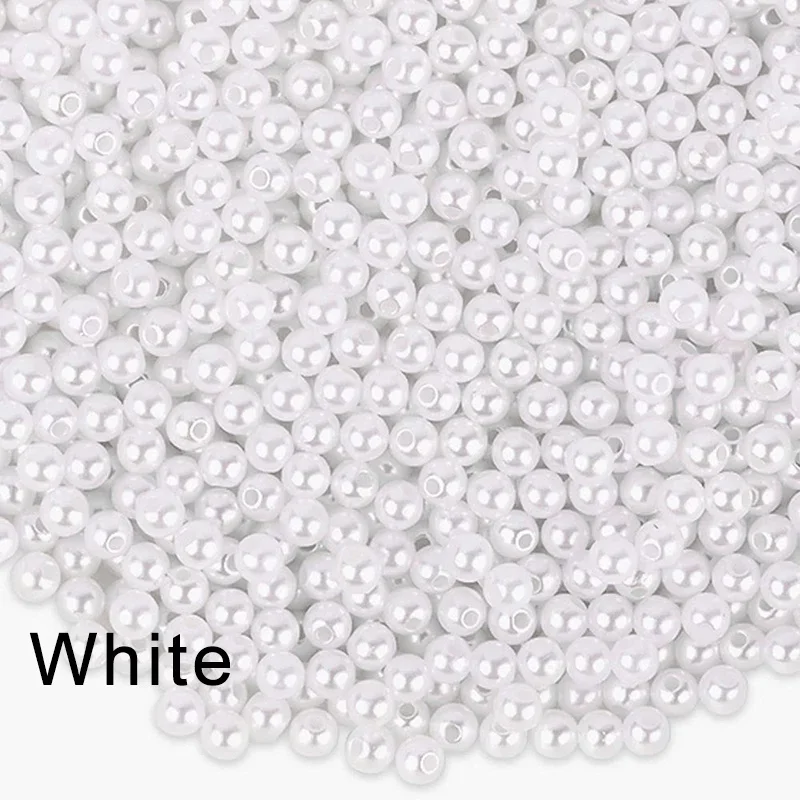 Acrylic Craft Beads 3-16mm Ivory Pearl Beads ABS Imitation Pearl with Hole Craft Bead Acrylic Loose Pearls for DIY Bracelet Sew Craft Jewelry Making