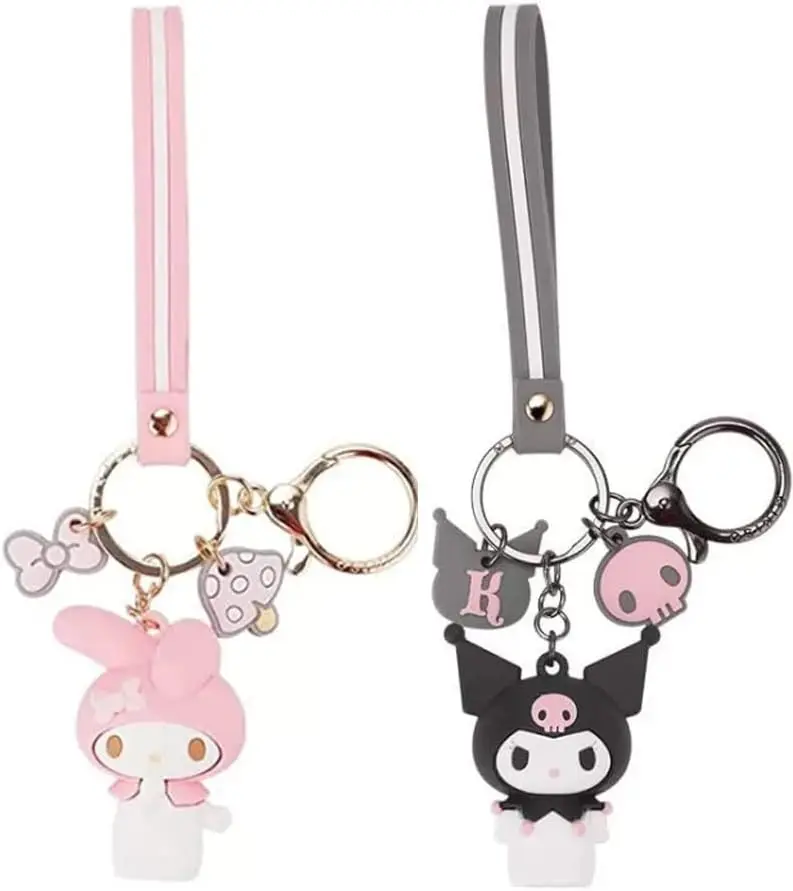 MINISO Cute Sanrio Keychain Cartoon Character Keychain Hello Kitty My Melody Chrome Kerop Badtz-Maru Cainamoroll Toys
