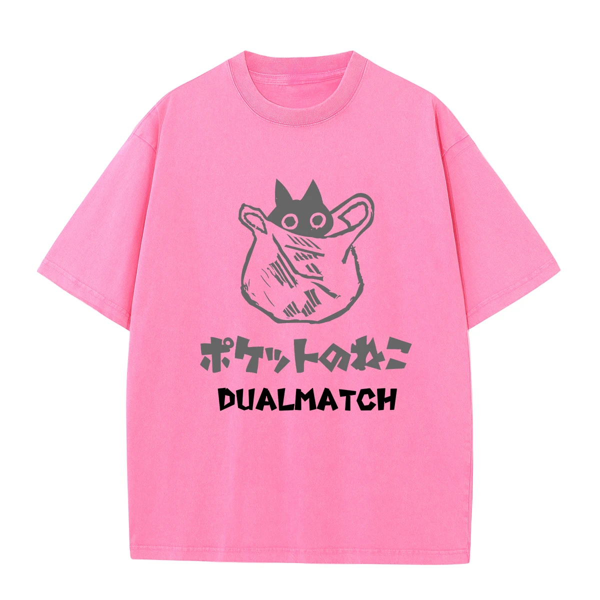 

100% Cotton Harajuku Japan Kanji Cartoon Cats Graphic T Shirts New Hip Hop Funny Men Woman Tshirts O-neck Oversized Casual Tops