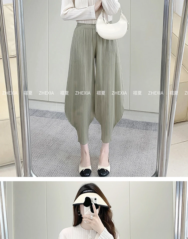 2026 Miyake Leisure Hundred Pleated Harem Pants Summer New Wide-legged Bunched Leg Pants Thin Section Sports and Leisure Women's