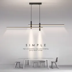 Restaurant Dining Led Pendant Lights Black Gold Minimalist Strip Kitchen Chandelier Lamp Modern Lampara Decor Lustre Fixtures