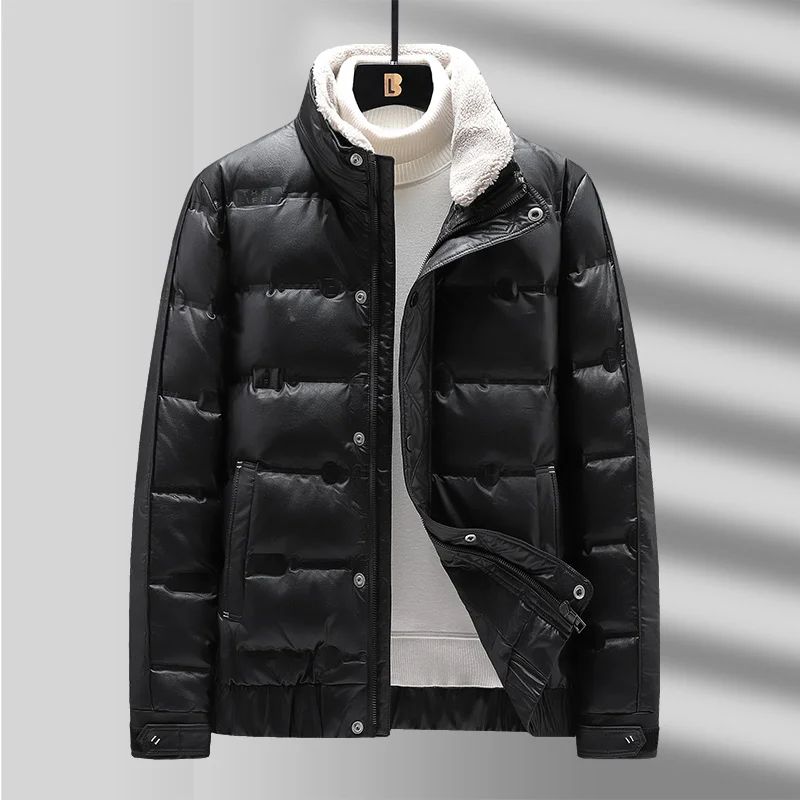 

Men Down Jackets Stand Collar Warm Parkas Mens Winter Fashion Casual Thicken Down Jacket High Street Male Clothing Plus Size 5XL