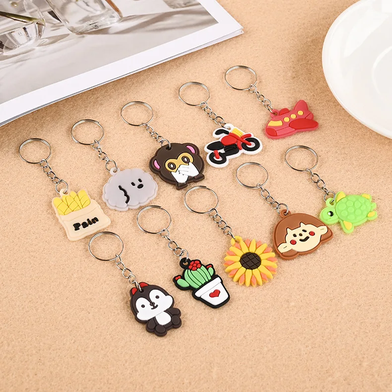 Wholesale Silicone Keychains Cute Cartoon Animal Dog Cat Lion