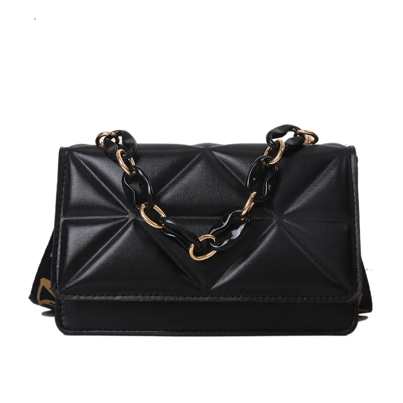 This year's popular women's bags 2023 new quilted chain bag lock texture small square bag simple shoulder bag crossbody bag
