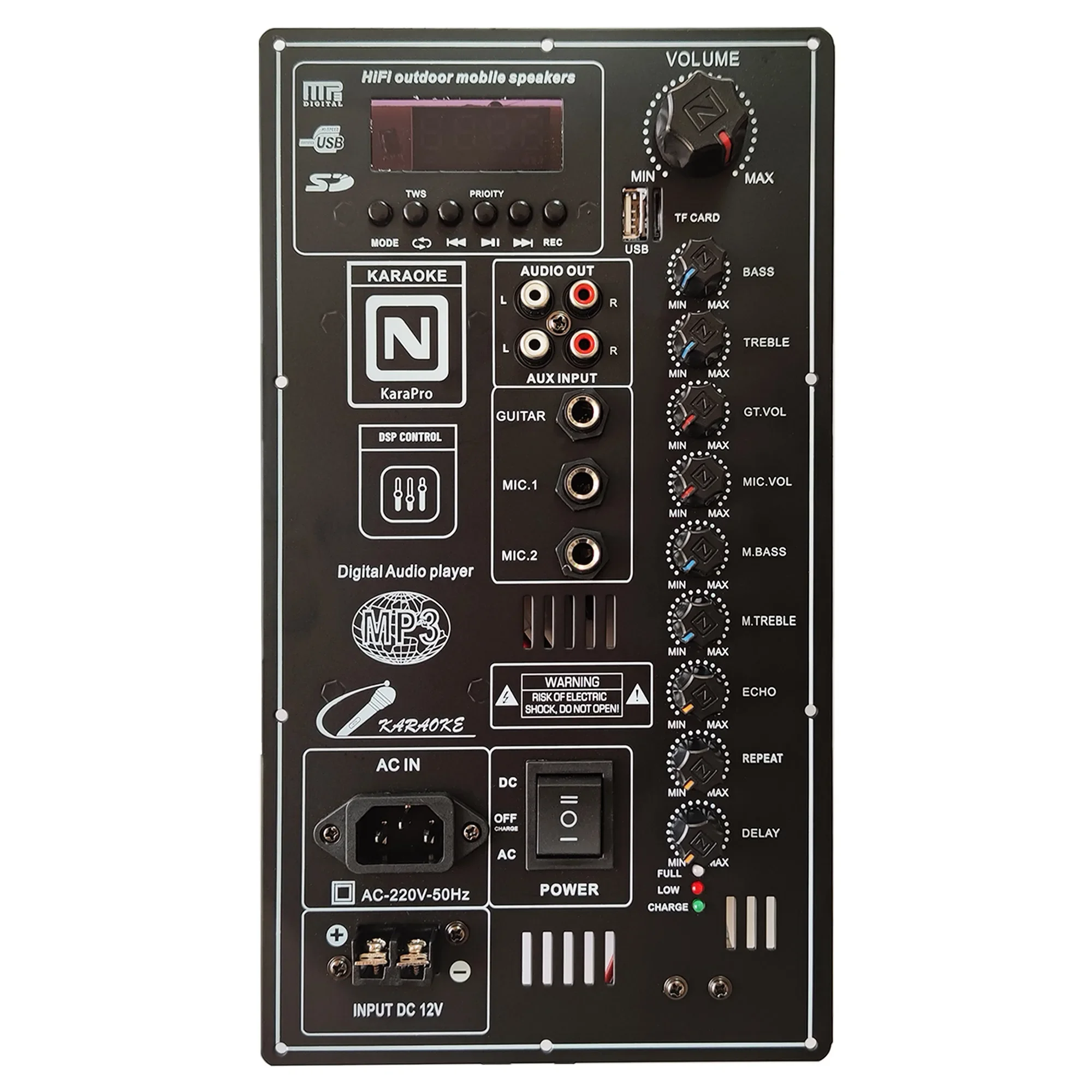 Description Picture 2 of item12V 110V 220V Digital Bluetooth 2.0 Stereo 2*150W 300W Amplifier Board for 8-18 Inch Speaker with Microphone Guitar In