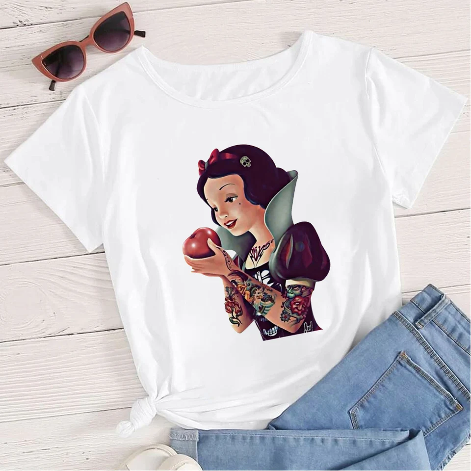 Hot Selling Disney Summer Women T Shirt Snow White Print Princess Series  Pattern Female Short Sleeve Exquisite Graphic Lady Tees - T-shirts -  AliExpress