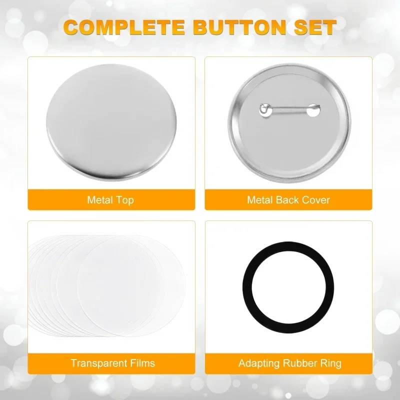 Button Making Supplies 200Pcs 25/32/37/44mm Button Making Supplies Round Badge Button Parts Metal Pin Badge Kit for Maker Machine badge parts badge pin