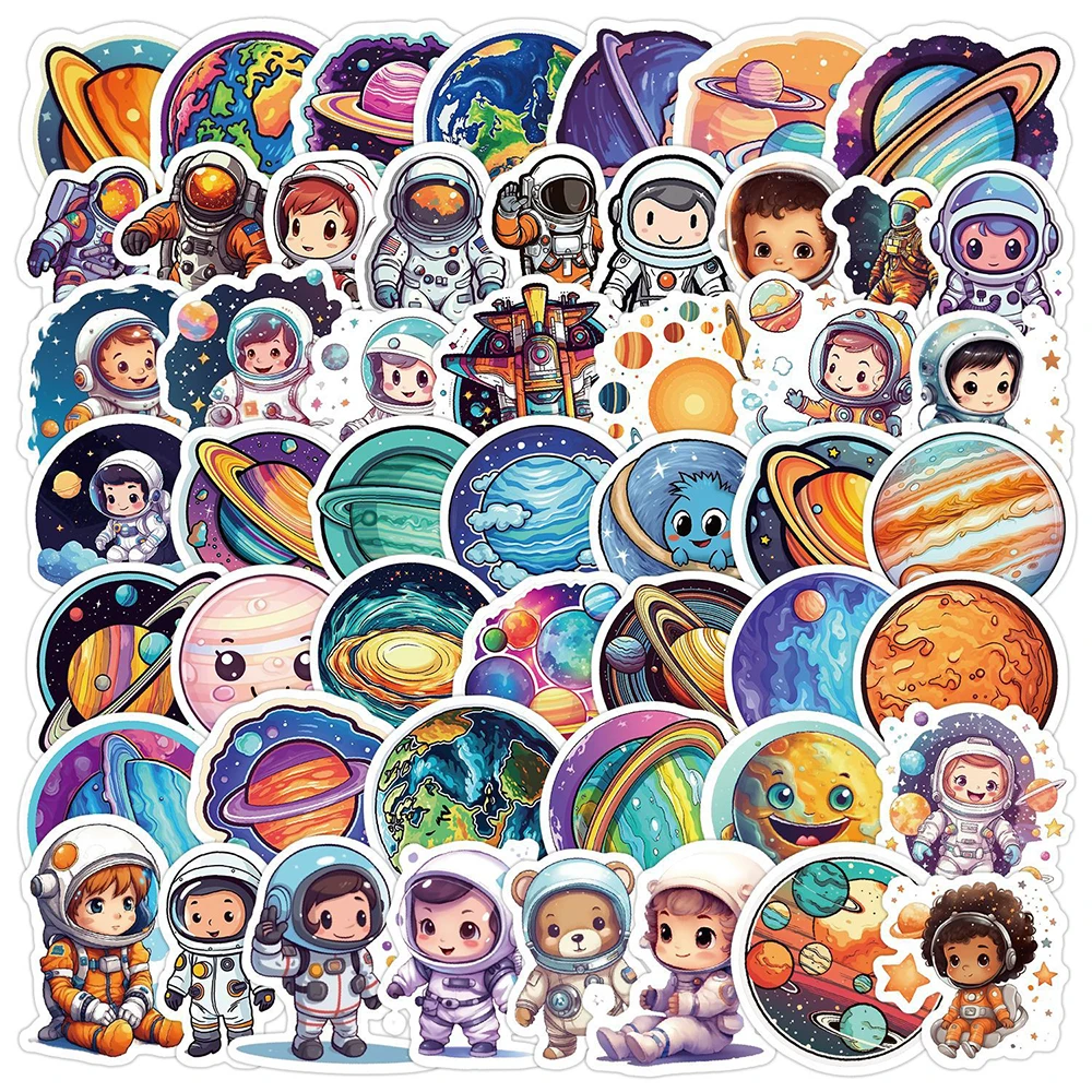 

10/30/50pcs Cute Cartoon Planet Astronaut Graffiti Stickers Suitcase Laptop Phone Suitcase Diary Decoration Sticker Kids Toys