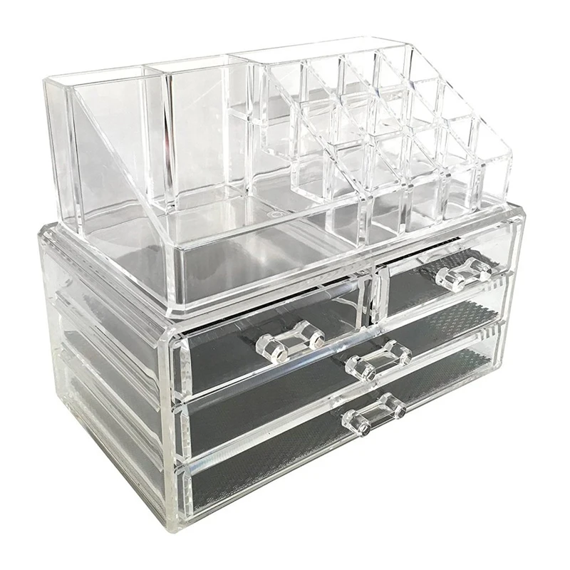 New Clear Acrylic Makeup Organizer Drawer Storage Box Skin Care Home Desktop Women Makeup Tools Jewelry Lipstick Storage Case 2
