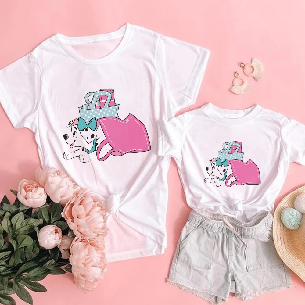 matching family pj pants T Shirts Disney 101 Dalmatians New Products Summer Family Look Outfits Creativity Comfy Parent Child Tshirts Modern Fashion Top matching family outfits