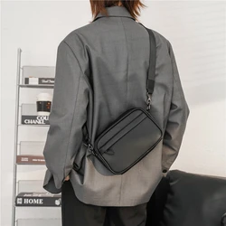 Fashion PU Leather Men's Crossbody Bag Business Men Shoulder Bags Solid Black Messenger Bag Male Short Trip Sling Bag Handbag