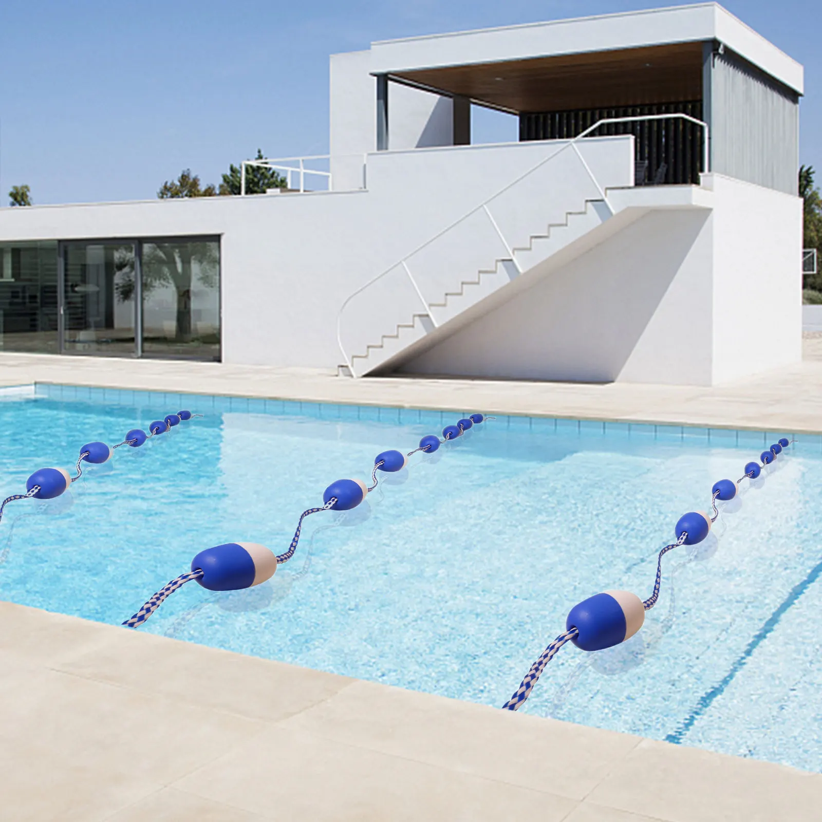 5.5m Swimming Pool Safety Separation Line with 11 Floats & 2 Hooks Swimming Pool Lane Line Rope Accessories