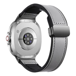 Premium Magnetic Leather Silicone Strap - Men's Sports Bracelet - Galaxy8 classic 46MM (Grey)