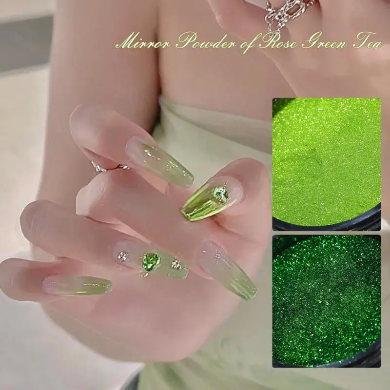 Nail Glitter Green Sparkle Glitter Dust Powder Nail Art 