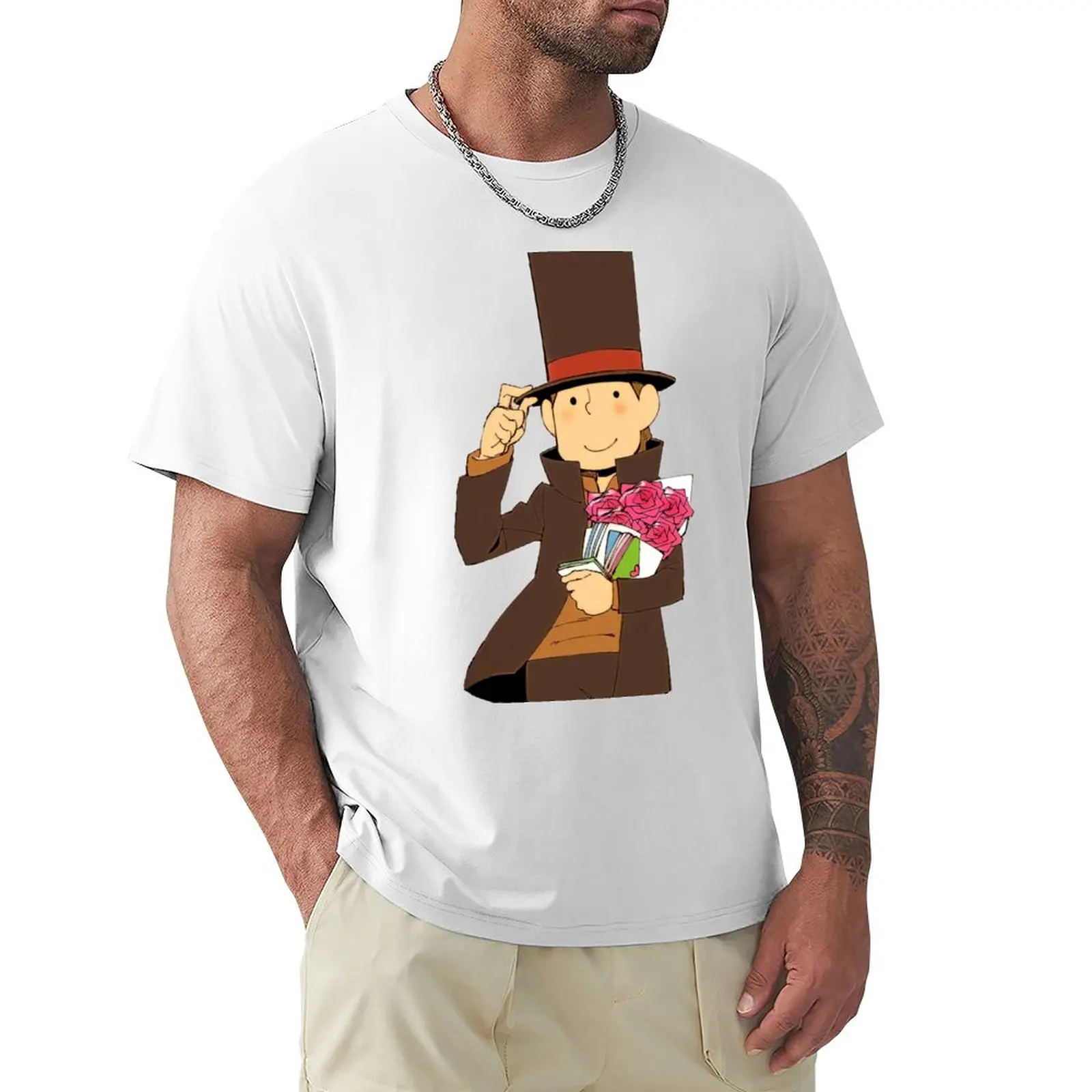 Romantico Professor Layton T-Shirt Animal Prinfor Boys Hippie Clothes Felpe, Uomo