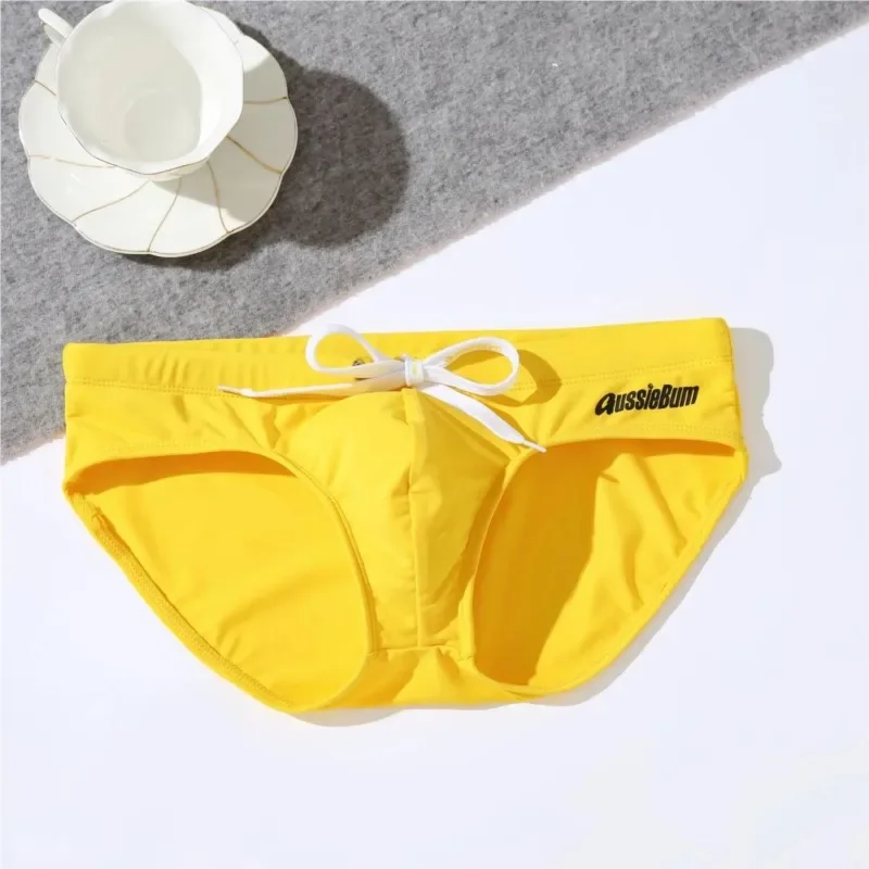 Aussiebum Men's Low-waisted Elastic Comfort Solid Color Trend Sexy Youth Triangle Swimming Trunks  Mens Shorts 2