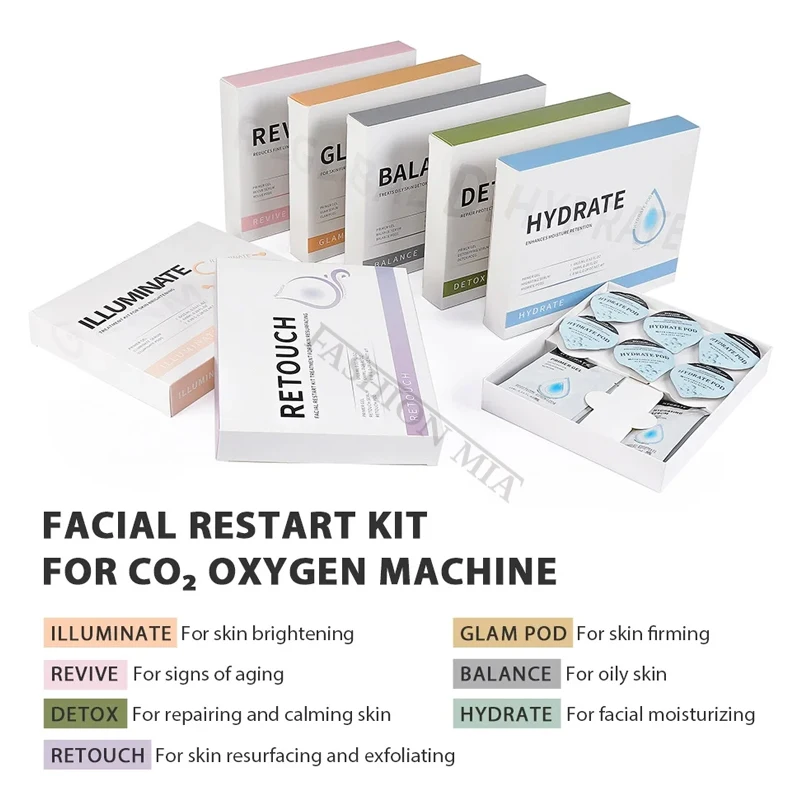 Glam Revive Hydrate Detox Illuminate kit Pods Serum Facial SPA Serum For Bubble Beauty Machine Facial Aqua CO2 GelsCO2