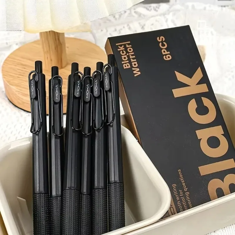 Telescopic Gel Ink Pen Set, Smooth Writing, 0.5mm Thin Tip Anti Pollution Quick Drying Pen, Portable, Black and White Two Colors